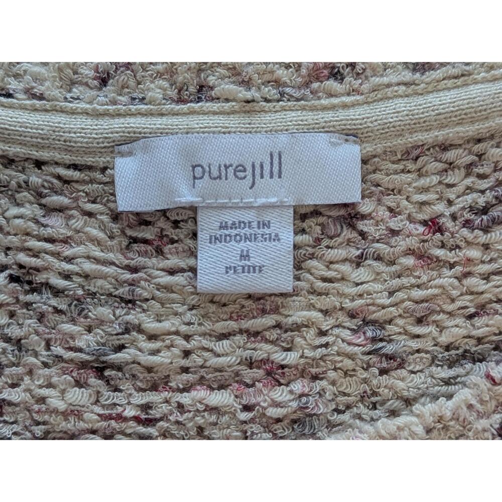 Pure Jill Short Sleeve Knit Sweater Womens MP Beige Speckled Minimalist Soft - Picture 9 of 11